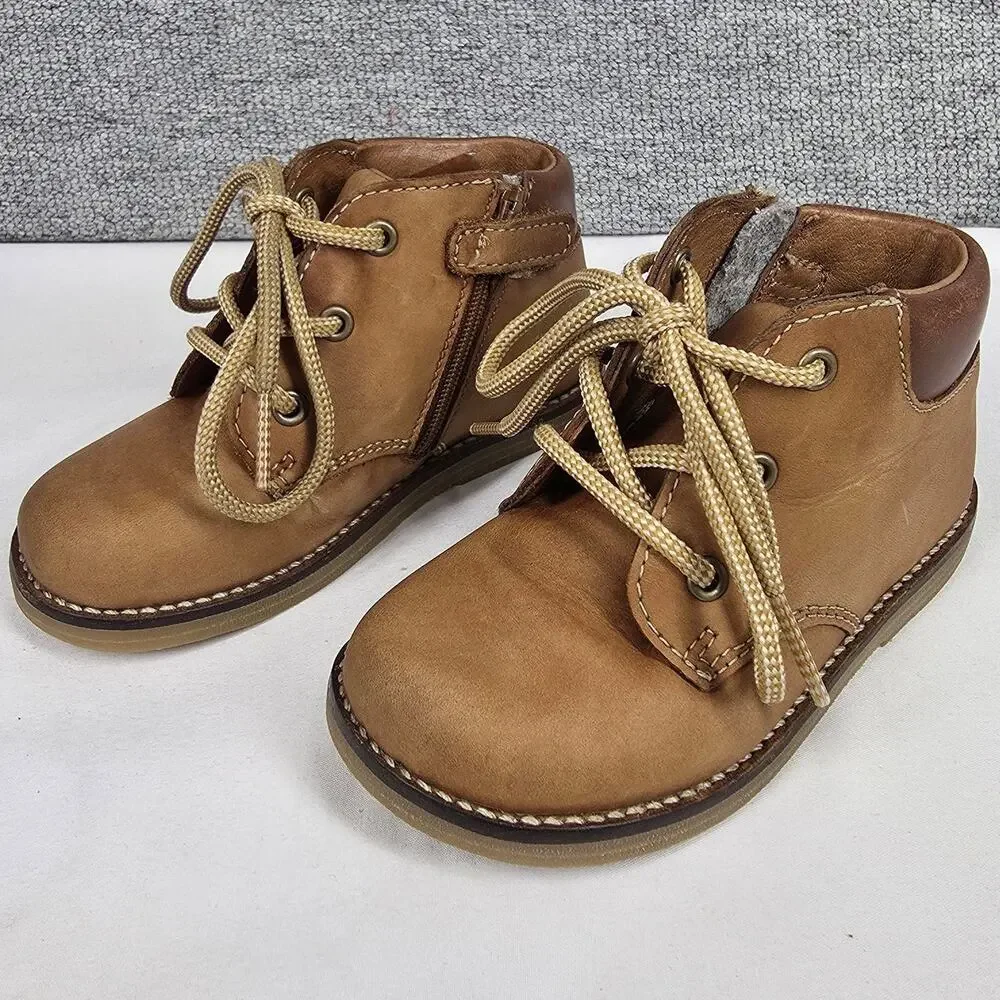 JAMIE KAY UNISEX LEATHER LACE‑UP SHOES – BROWN – SIZE 24 (APPROX. US 7 TODDLER)